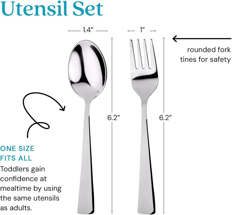 Ahimsa Stainless Steel Kids Utensils Set, Pediatrician Designed, Premium Kids Silverware, Non Toxic, Dishwasher Safe, Big Kid Fork and Spoon - Image 3